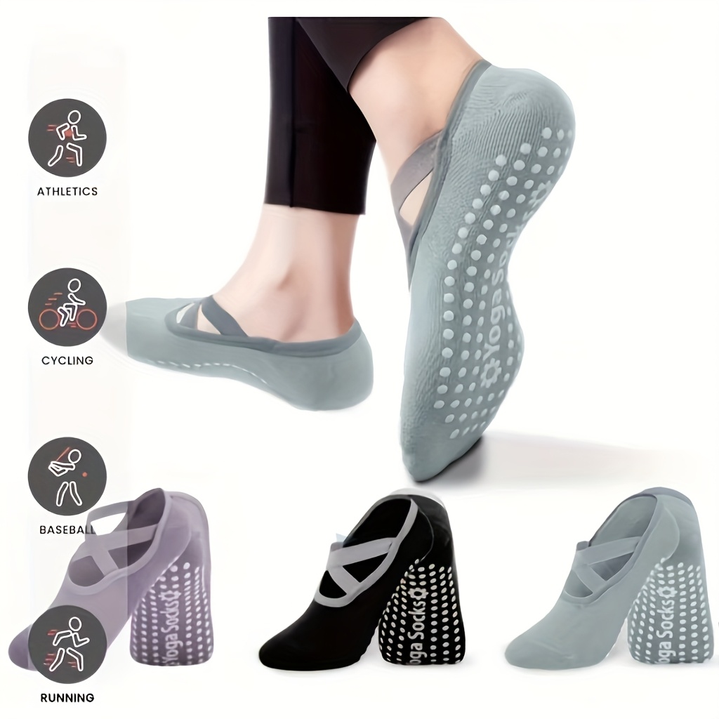 Pilates Yoga Classes - 3 Pairs of Multi-coloured Yoga Socks,